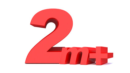 2 million followers thank you 3d word on white background. 3d illustration for Social Network friends or followers, like