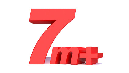 7 million followers thank you 3d word on white background. 3d illustration for Social Network friends or followers, like