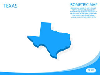 Modern vector isometric of Texas blue map. elements white background for concept map easy to edit and customize. eps 10