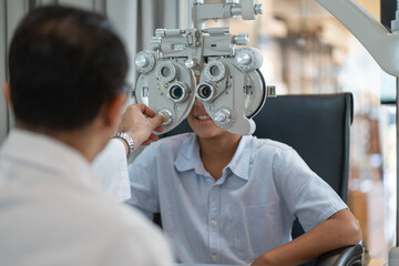Close up machine that use to measure eyesight and for eye care of children in optical shop and...