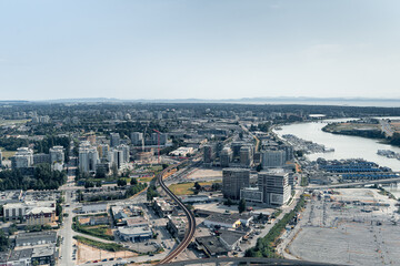 A view of Richmond, BC and the Fraser River - obrazy, fototapety, plakaty