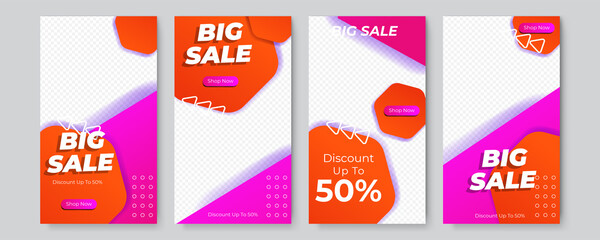 Set of dynamic modern fluid sale banners for social media post stories sale, web page, mobile phone. Sale banner template design special offer set. Christmas sale, summer sale, black Friday, Valentine