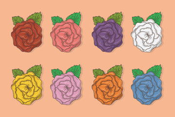 Illustration of colorful roses on peach background