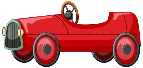 Jouet voiture vintage rouge sur fond blanc