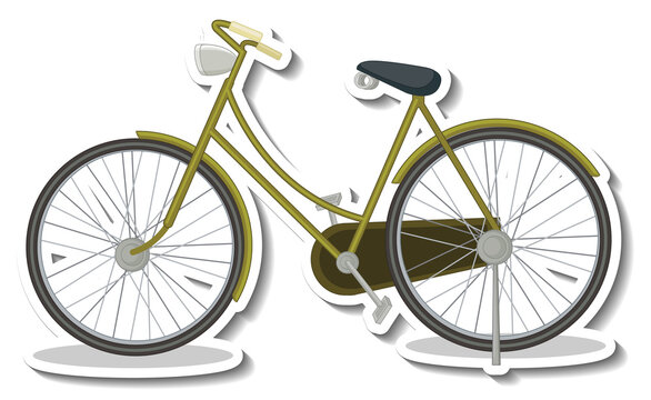 Green bicycle on white background
