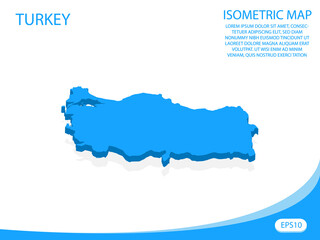 Modern vector isometric of Turkey blue map. elements white background for concept map easy to edit and customize. eps 10