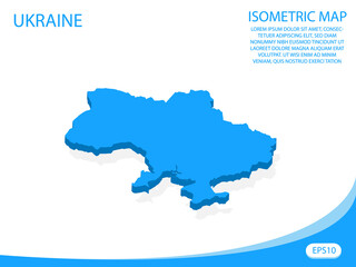 Modern vector isometric of Ukraine blue map. elements white background for concept map easy to edit and customize. eps 10