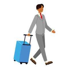 businessman traveler with suitcase