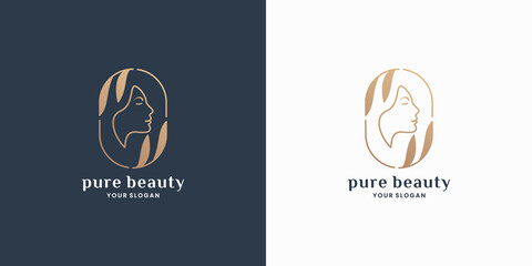 beauty woman logo design natural concept