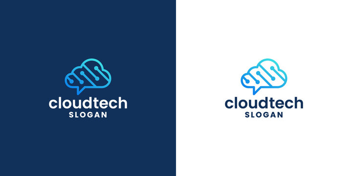 cloud tech logo design. cloud data computing logo