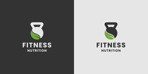 fitness nutrition logo design . fitness healthy food logo.