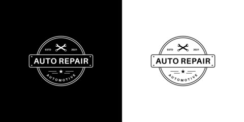 auto repair workshop logo design vintage emblem