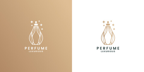 luxury perfume bottle logo design with golden color