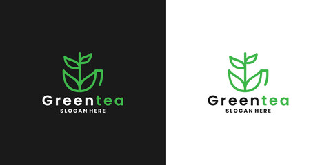 green tea, healthy tea logo design inspiration