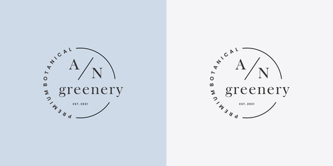 letter A N natural logo branding. greenery, botanic logo