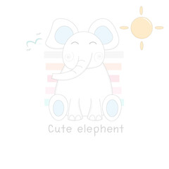 Cute elephant seamless pattern with white background.Vector illustration