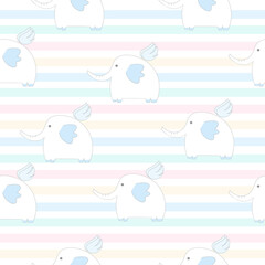 Cute elephant seamless pattern with white background.Vector illustration