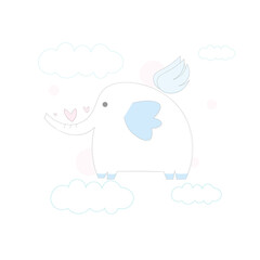 Cute elephant seamless pattern with white background.Vector illustration