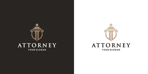 shield pillar law firm, law, logo design template