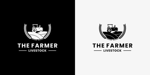 retro the farmer logo design. livestock logo design.