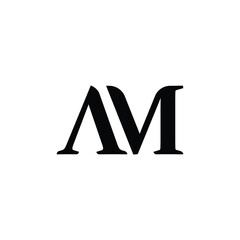 AM Letter Logo Design with Creative Modern Trendy Typography and Black Color