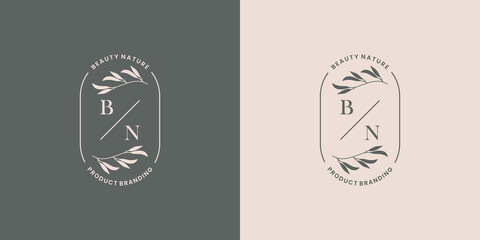 luxury letter B N logo design for natural corporate branding design.