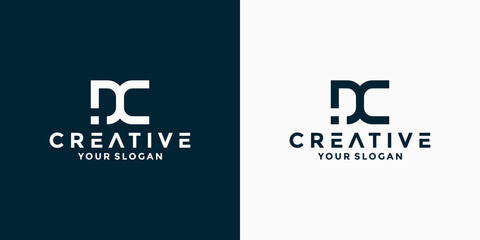 monogram letter D C logo design template