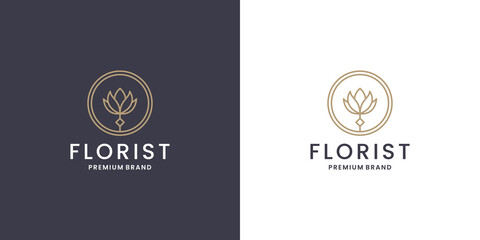 florist, flower shop logo design. rose flower logo template