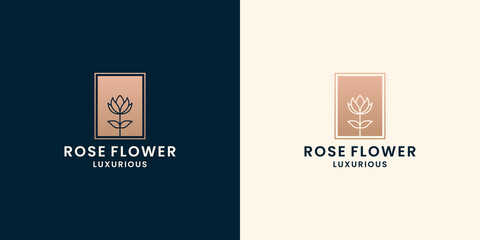 golden rose flower logo design for flower shop