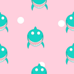 Cute shark seamless pattern.Vector illustration