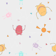 Monster cartoon seamless pattern.Voctor illustration