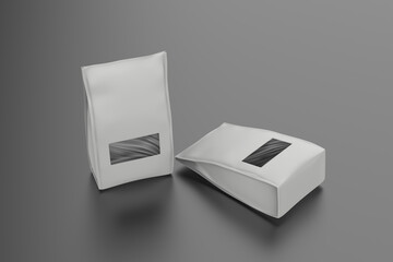 Realistic coffee bag mockup isolated on black background. Easy to use for your design, presentation. 3d illustration