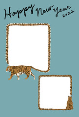 トラの写真フレームの年賀状