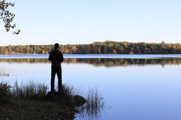 Fototapeta na wymiar person on the lake