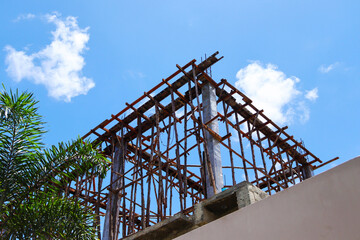 The concrete structure of the building