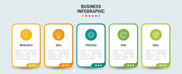Infographic design with icons and 5 options or steps. Thin line vector. Infographics business concept. Can be used for info graphics, flow charts, presentations, web sites, banners, printed materials.