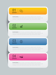 4 data infographics tab paper index template. Vector illustration abstract background.