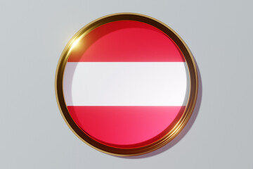 The national flag of Austria in the form of a round window. Flag in the shape of a circle. Country icon.