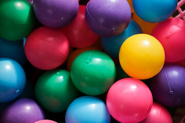 Colorful plastic balls. Selective focus.