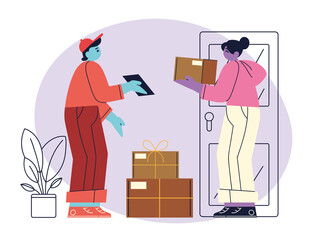 man delivering online purchase