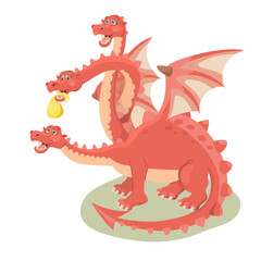 Three headed dragon. Vector illustration.