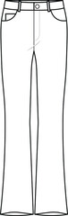 flared boot cut jeans pant flat sketch vector illustration