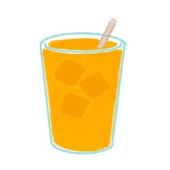 カフェのオレンジジュース　orange juice 