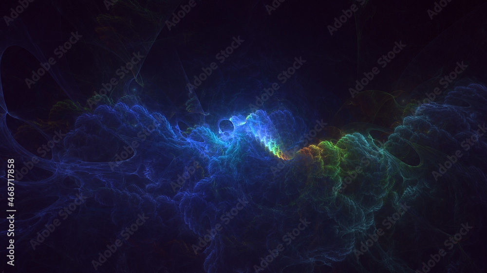 Poster 3d rendering abstract colorful fractal light background