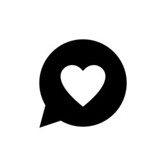 Heart in speech bubble icon. Chat message icon. Heart sign in a circle. Raster pictogram.
