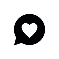 Heart in speech bubble icon. Chat message icon. Heart sign in a circle. Vector pictogram.