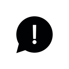 Exclamation mark in speech bubble icon. Chat message icon. Answer or information symbol in a circle. Vector pictogram.