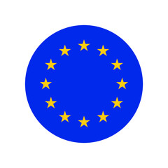 EU flag in a circle. European Union blue flag with yellow stars. Vector illustration.