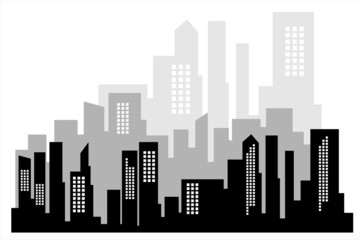 Fototapeta premium Skyline. Silhouette of modern city buildings