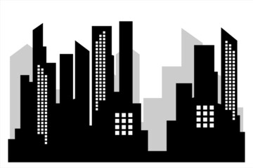 Skyline. Silhouette of modern city buildings